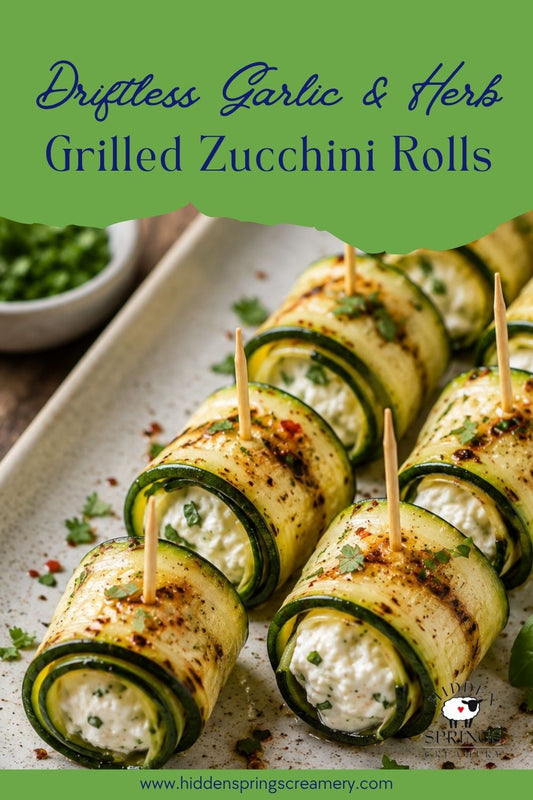 Grilled Zucchini Roll-Ups with Driftless Garlic & Herb